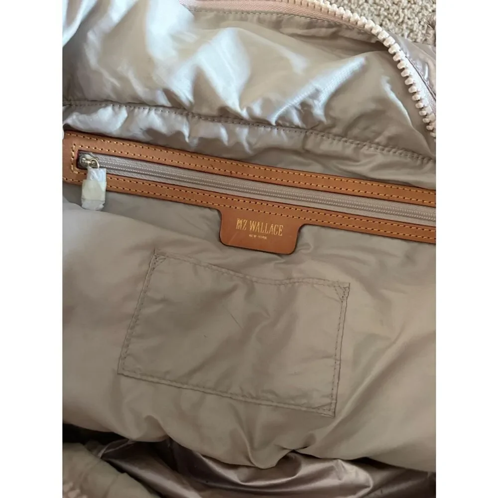 MZ Wallace Metro Tote Deluxe Medium Metallic Rose Gold Quilted Nylon Travel Bag